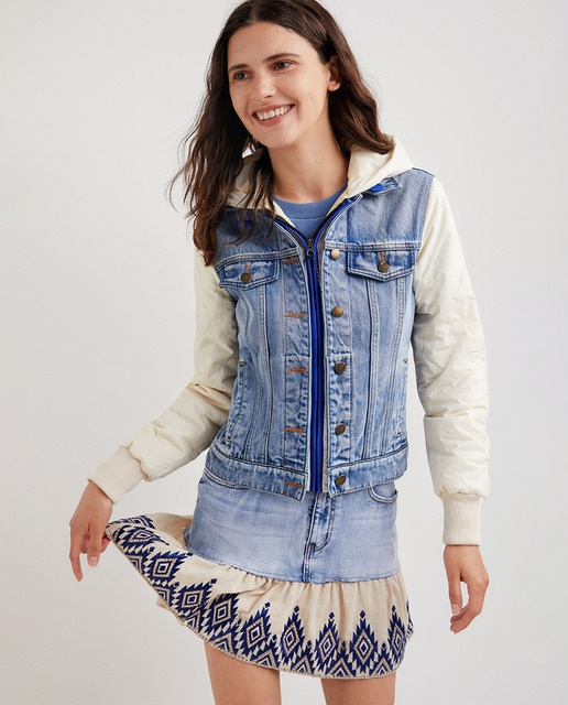 padded denim jacket womens