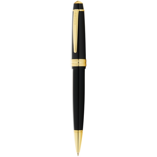 Bolígrafo Bailey Light™ Negro Brillante con detalles en oro.