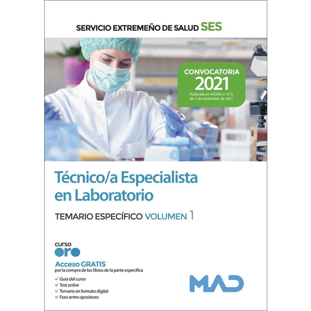 Técnico/a especialista en laboratorio del servicio extremeño de salud (ses). Temario específico volumen 1 (Tapa blanda)