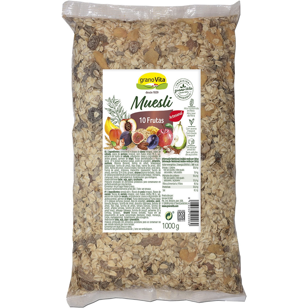 Buy 10 fruit wholegrain muesli bag 1 kg · GRANOVITA · Supermercado El