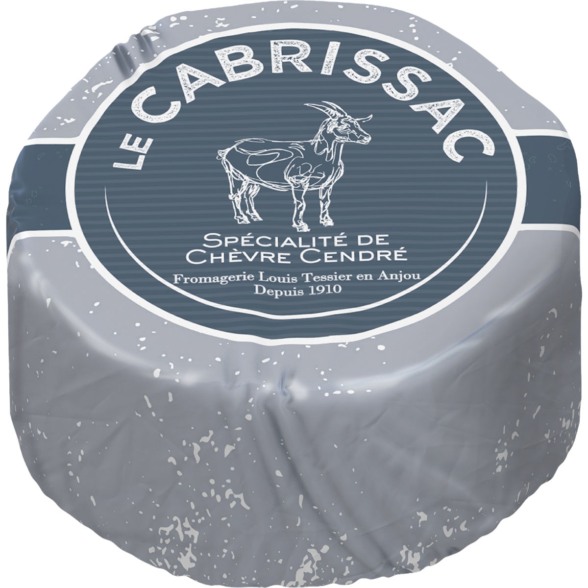 Le Cabrissac creamy soft French goat's cheese with ash rind and white