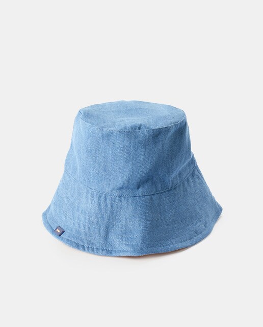 Plain denim blue bucket hat · Women's 
