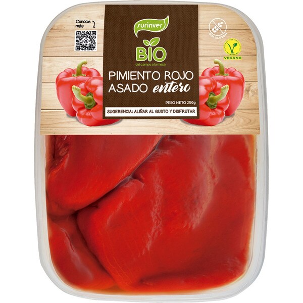 SURINVER pimiento rojo asado entero sin gluten tarrina 250 g