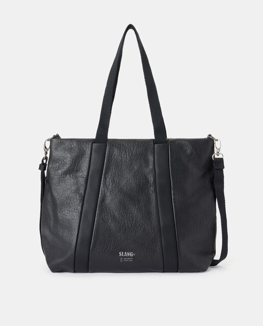 black zip up handbag