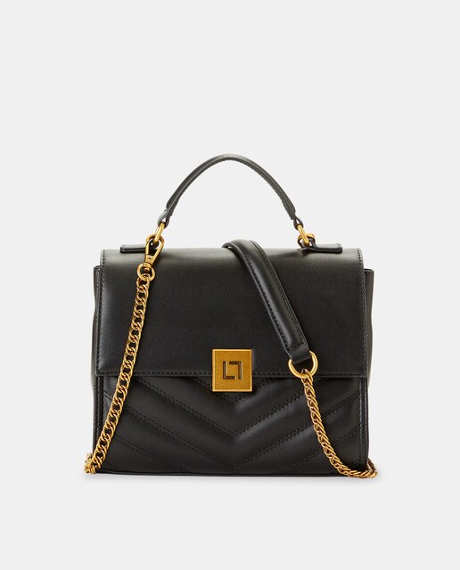 black quilted handbag with chain strap