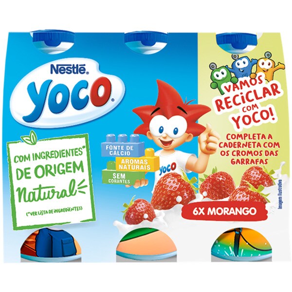 Iogurte Líquido de Morango Pack 6 embalagem 90 g