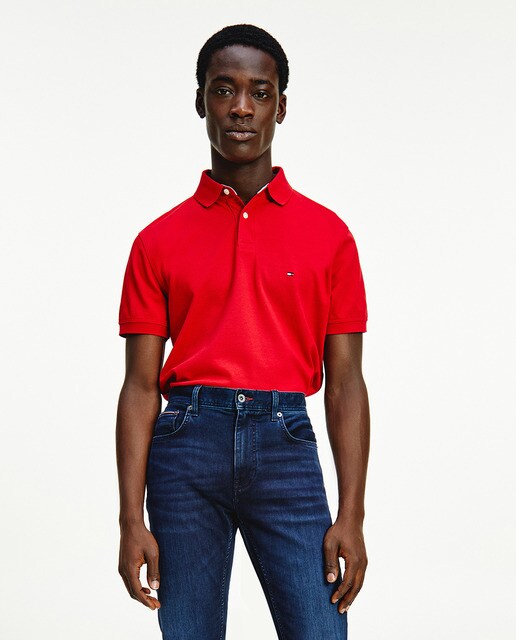 Polo homme regular uni manches courtes rouge