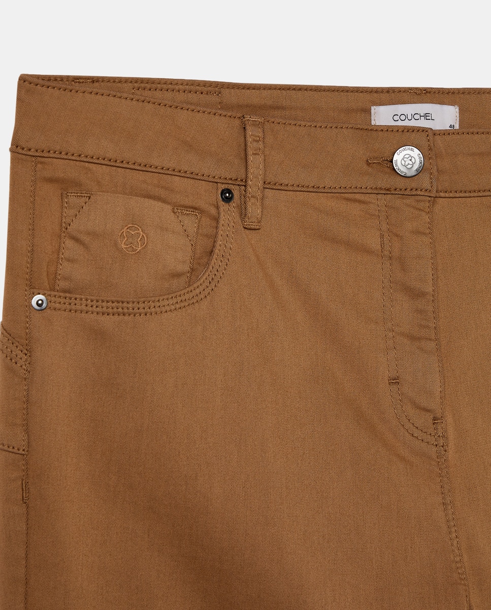 Calças semi skinny tamanhos grandes push-up Caramelo-5