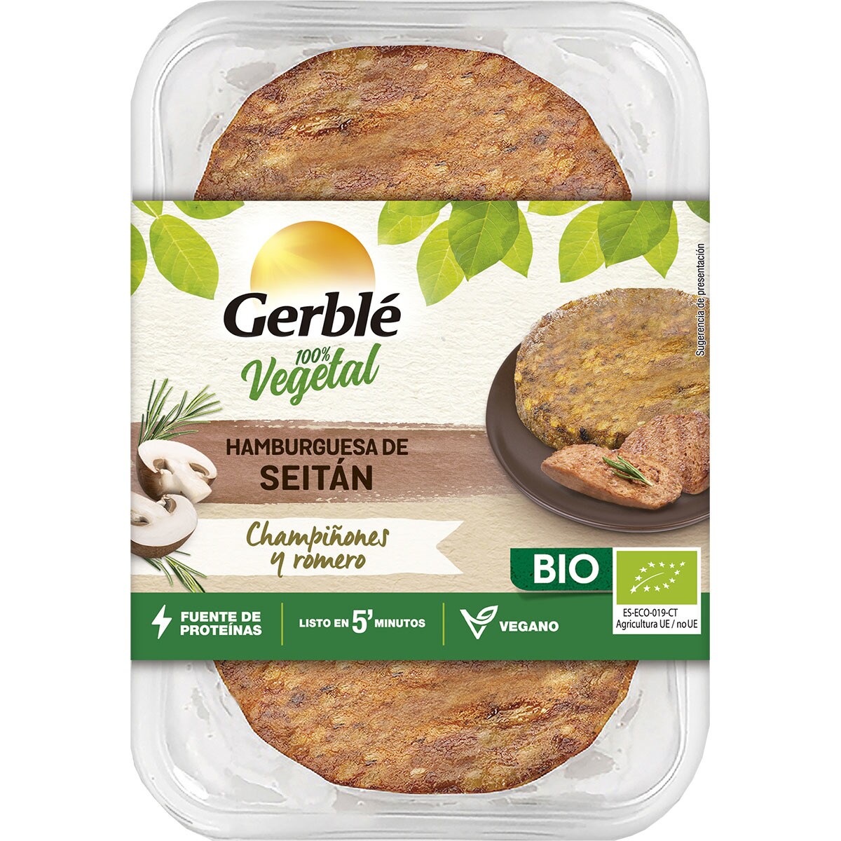 Buy Bio organic seitan veggie burger mushrooms and rosemary 2pack units 90 g · GERBLE