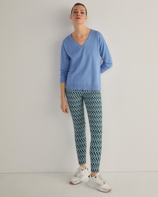 patterned skinny trousers with side zip 