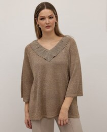 Couchel Collection plus size women's V-neck sweater with frill · Women's  fashion · El Corte Inglés