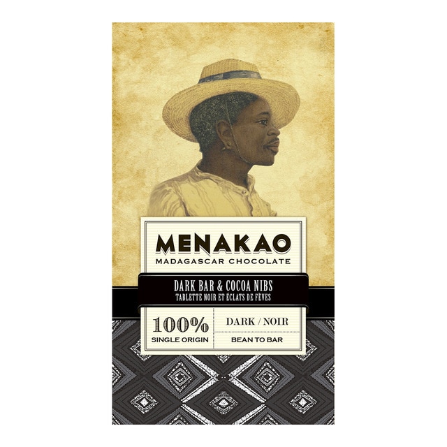 Tableta de chocolate negro 100% cacao de Madagascar Menakao