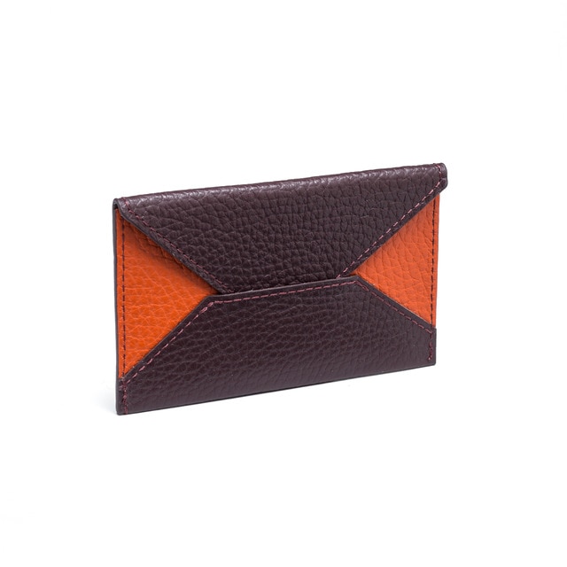 Porta Tarjetas Y Documentos Alex Fabriano Boutique Ciruela y Naranja.