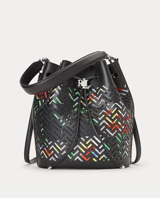 Bolso saco grande Andie de piel vacuna en negro con detalles multicolor ·  Lauren Ralph Lauren · El Corte Inglés