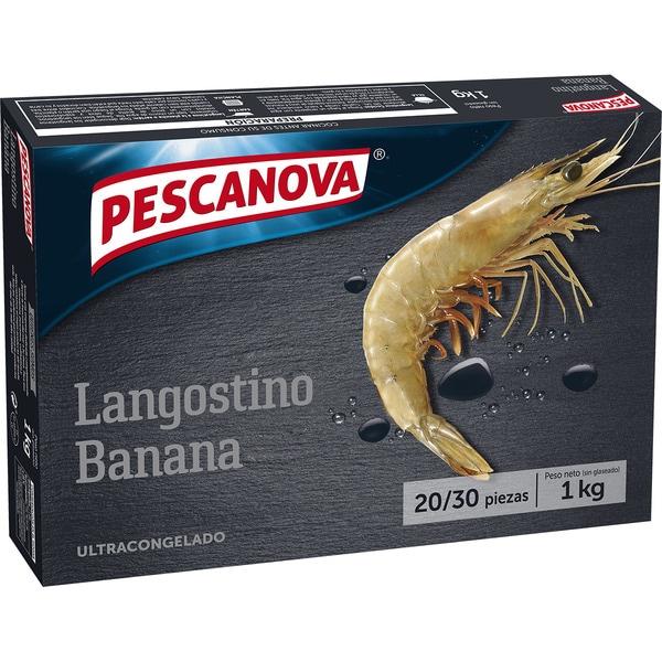 PESCANOVA langostino banana salvaje selección 20-30 piezas estuche 1 kg 