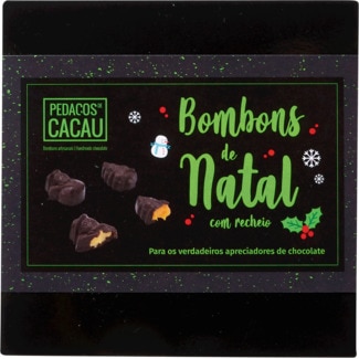 Pedaços de Cacau Bombons de Natal com Recheio 9 unidades caixa 115 g