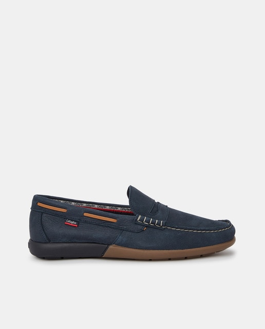 mens navy blue leather loafers