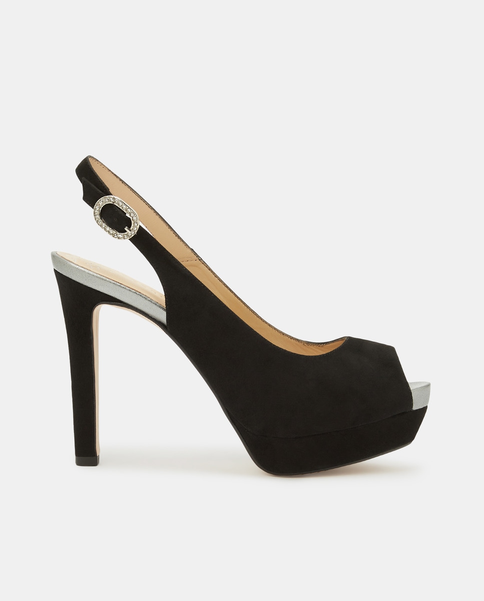 Pedro Miralles - Peep toes de mujer en ante de color negro.