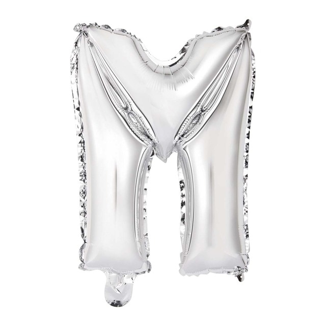 Globo auto-inflable letra : m plata 34cm