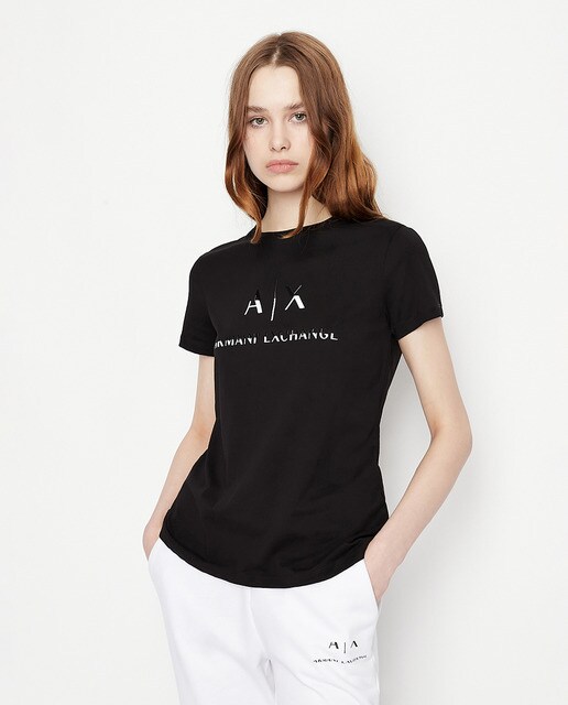 Women's T-shirt with rubber logo 