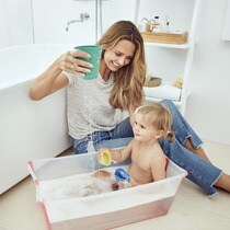 Stokke ® Flexi Bath foldable bath with heat-sensitive plug and transparent newborn support