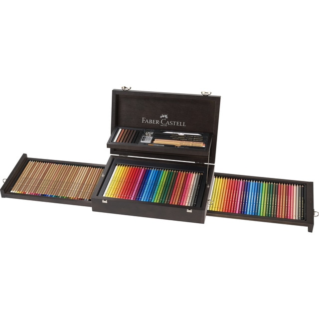 Estuche de Madera Art & Graphic con 125 piezas de las 3 gamas Faber-Castell.