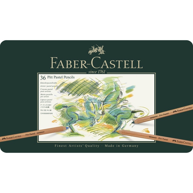 Estuche de Metal con 36 Lápices Pastel Pitt Faber-Castell.