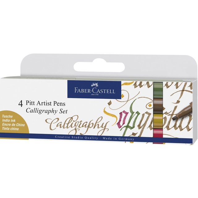 Estuche con 4 Rotuladores Pitt Artist Pen Calligraphy Colours Faber-Castell.