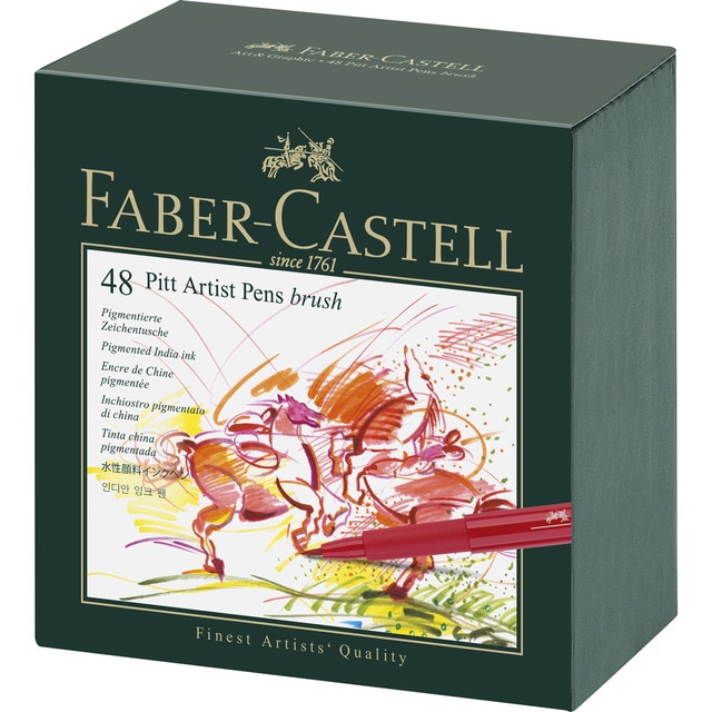 Estuche con 48 Rotuladores Pitt Artist Pen Faber-Castell.