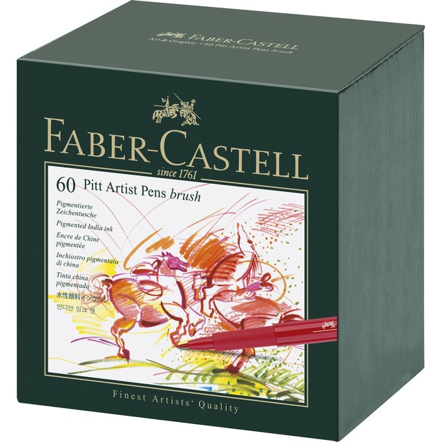 Estuche con 60 Rotuladores Pitt Artist Pen Faber-Castell.
