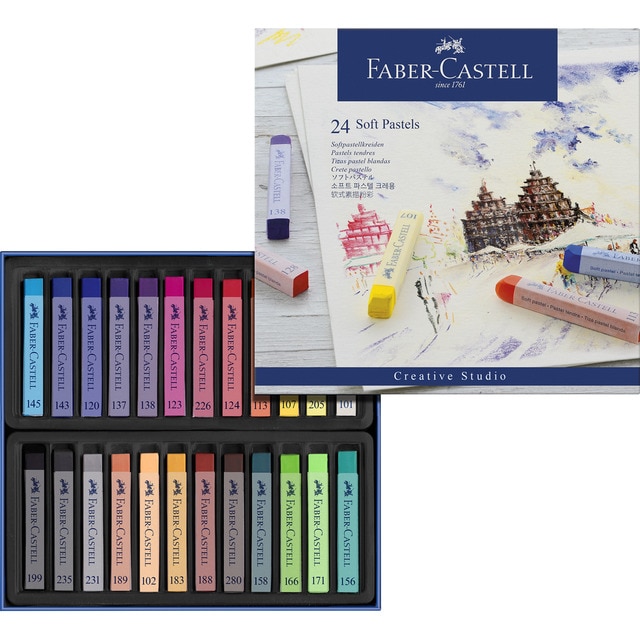 Estuche con 24 Pasteles Blandos Faber-Castell.