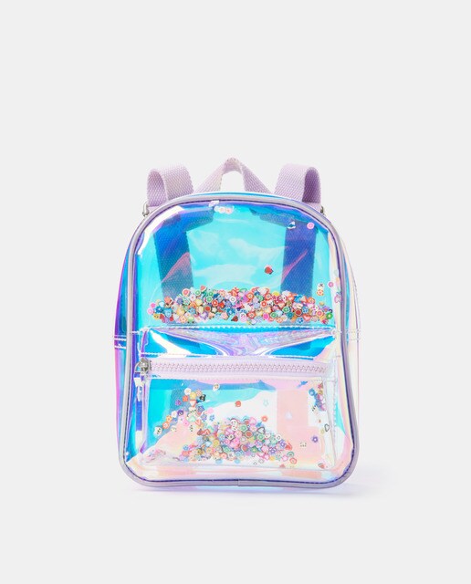 clear holographic backpack