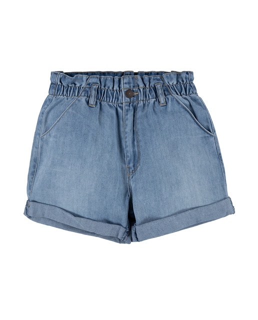 Girls' blue denim shorts with pockets 
