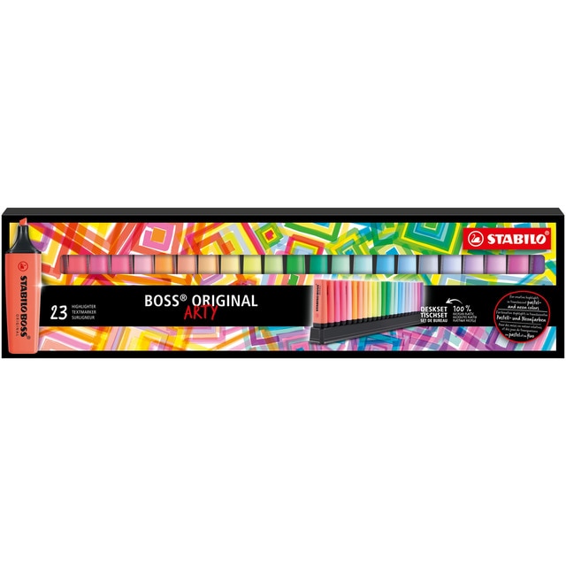 Set de Escritorio ARTY 23 Marcadores Fluorescentes STABILO BOSS ORIGINAL Multicolor.