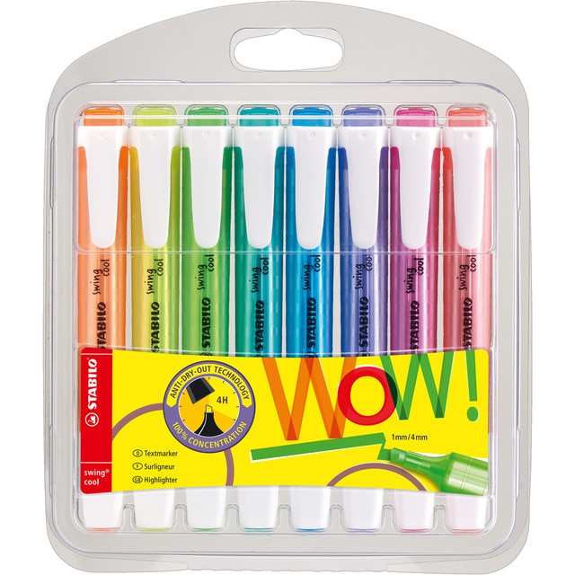 Estuche 8 Marcadores Fluorescentes STABILO swing cool Multicolor.