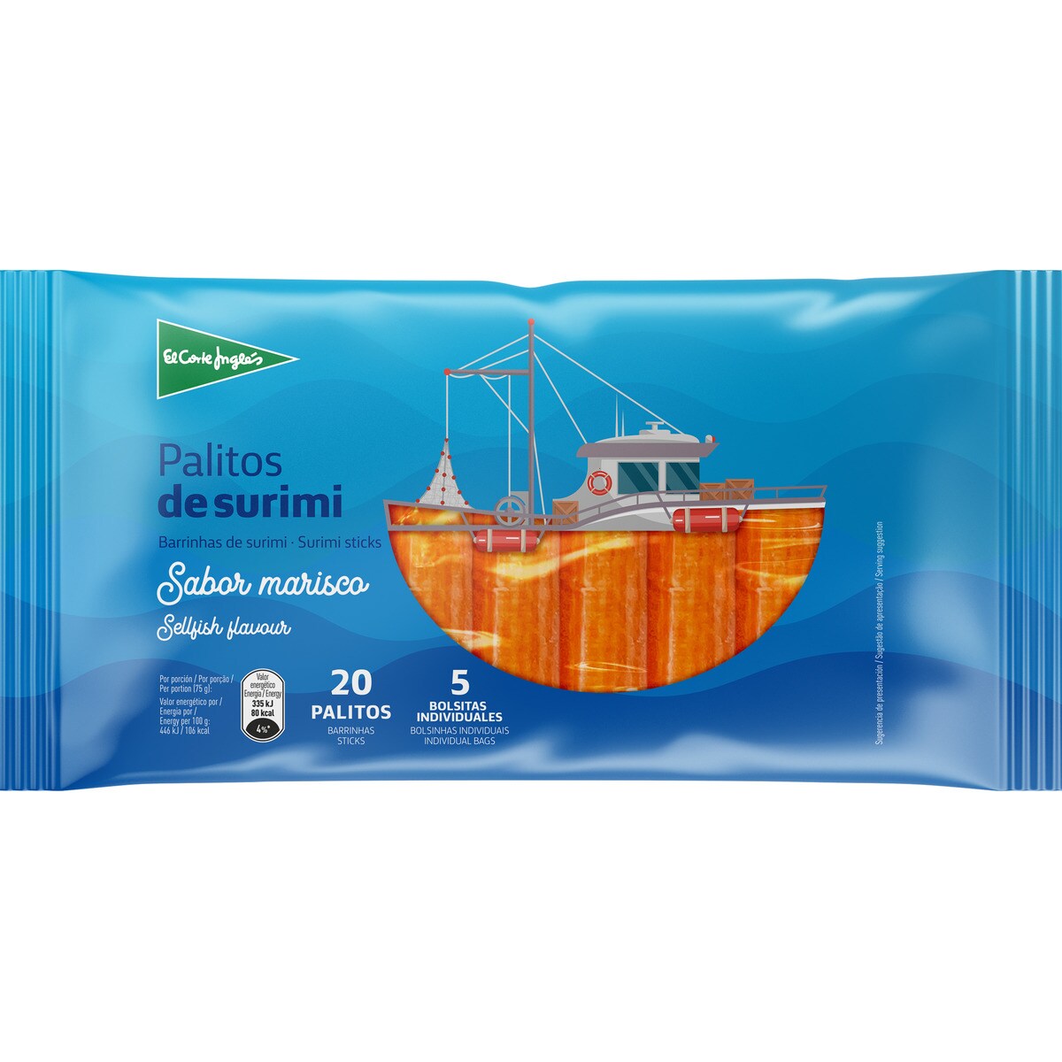 Palitos de surimi sabor marisco 20 unidades estuche 375 g · EL CORTE INGLES · Supermercado El