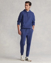 Men's navy blue double knitted long 