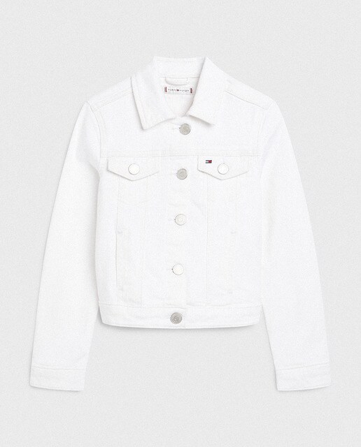 Girls' denim jacket with logo 