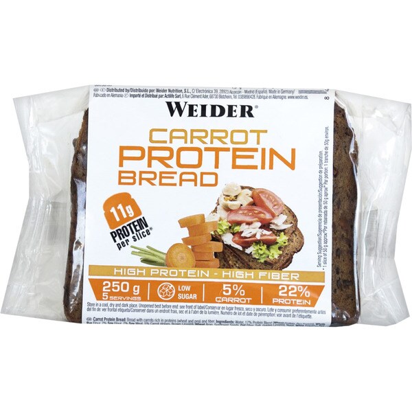 WEIDER pan proteico de zanahoria envase 250 g