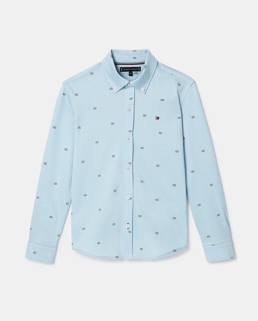 Boys' blue micro-print shirt · Children's fashion · El Corte Inglés