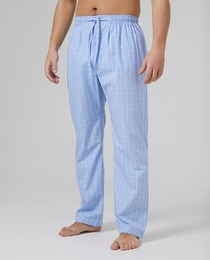 Men's long check poplin pyjama bottoms 