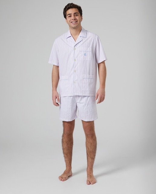 Men's short striped poplin pyjamas 