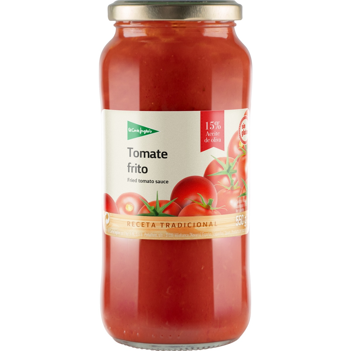 Tomate frito receta tradicional frasco 550 g · EL CORTE INGLES · Supermercado El Corte Inglés El