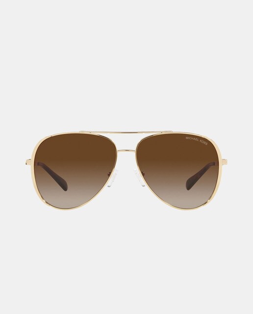 Gafas de sol aviador de metal dorado con doble puente