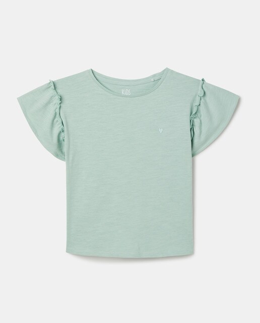 Girls' short-sleeve T-shirt with ruffle 