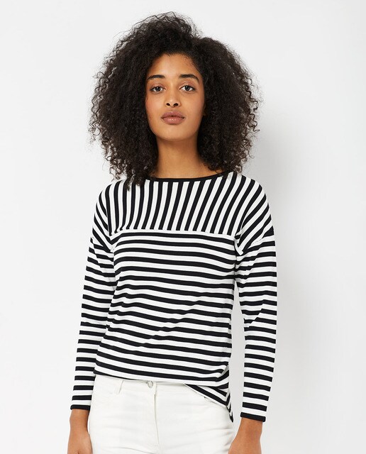 Women's striped boat neck sweater 