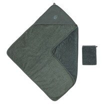Cape de bain + gant de toilette washmitt Nattou vert foncé