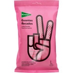 pink flocked gloves size large with cotton lining packet 1 each size S/M
