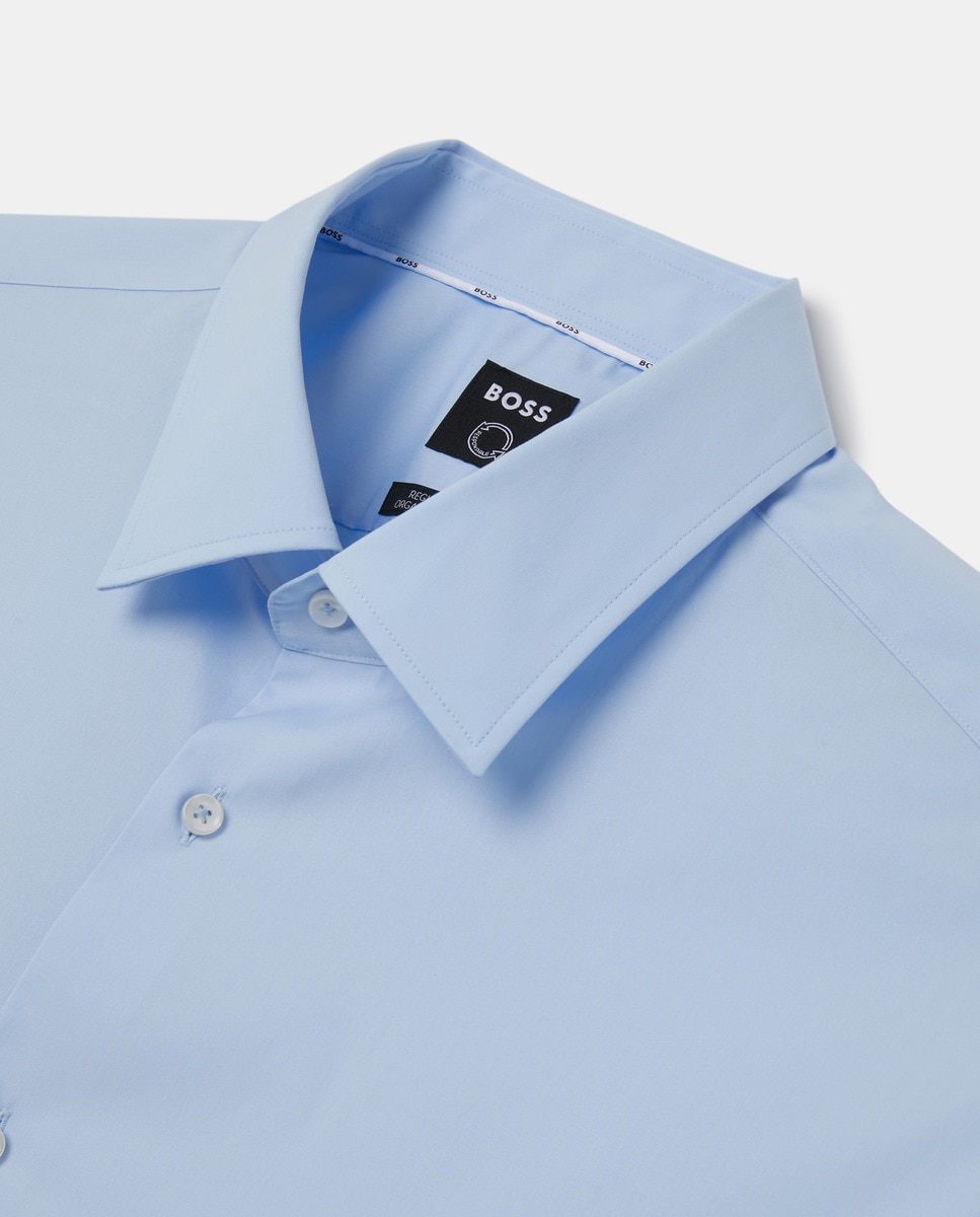 Camisa regular lisa tamanhos grandes Azul-2