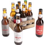 6 bottles of premium craft beer in a wooden box bottles 33 cl